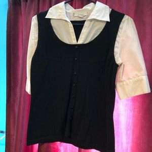 Vintage faux layered dress shirt with sweater vest